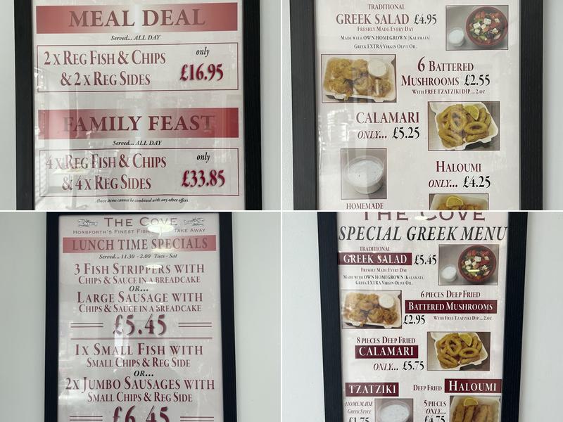 Cove Fish & Chips Horsforth Ltd Menu