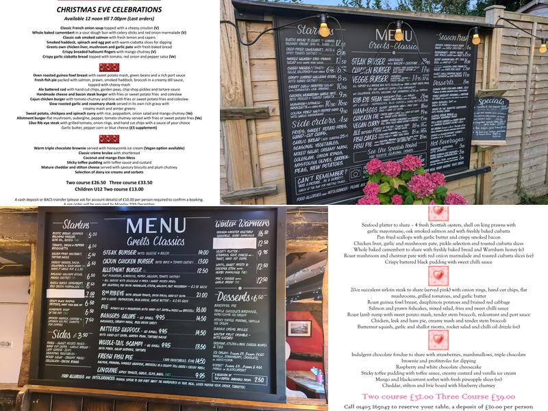 The Greets Inn Menu