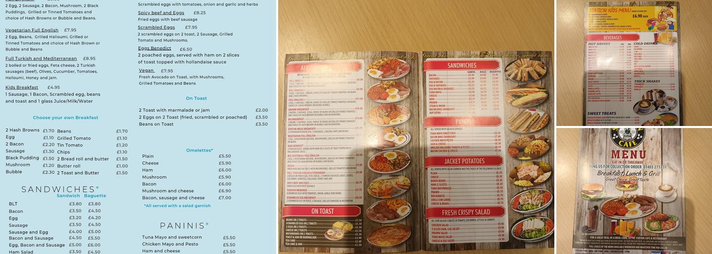 Station Cafe Horsham Menu