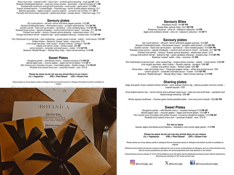 Botanica Menu