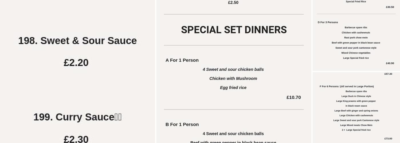 New Friend Chinese Take Away Menu