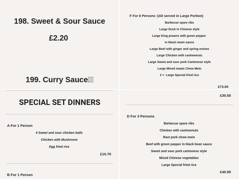 New Friend Chinese Take Away Menu