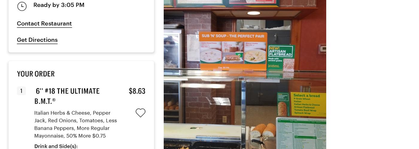 Subway Menu