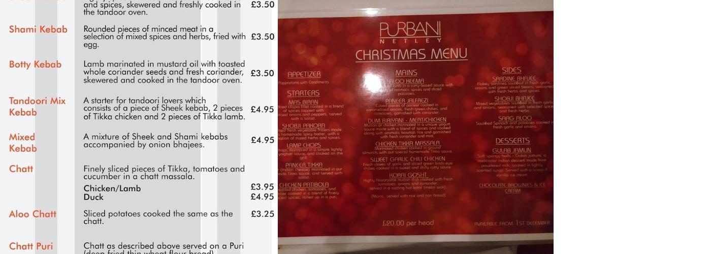 Purbani Netley Menu