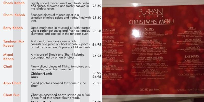 Purbani Netley Menu