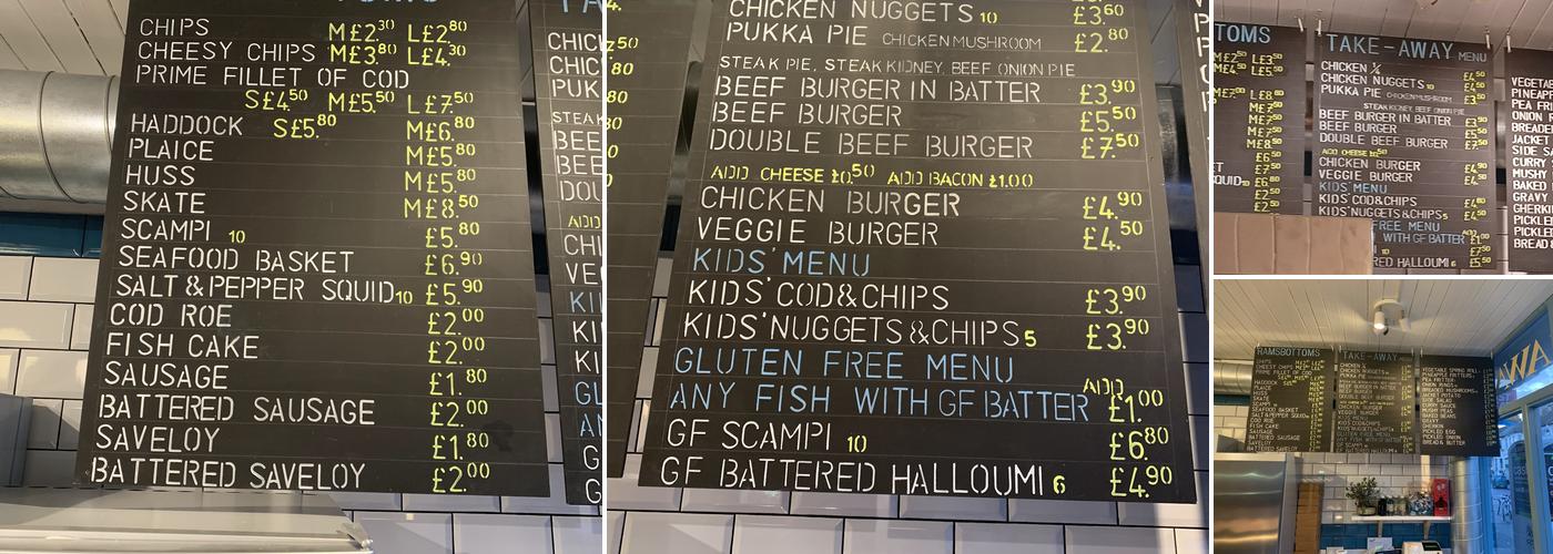 Ramsbottoms Fish & Chips Restaurant and Take Away Menu
