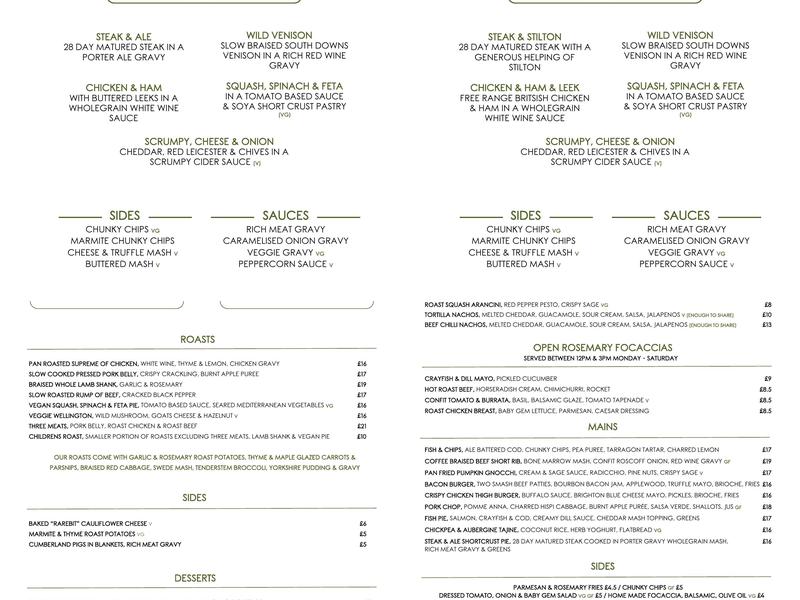 The Connaught Pub & Kitchen Menu