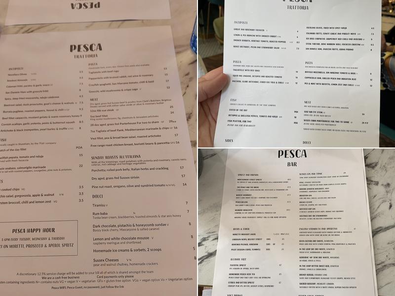 Pesca Trattoria Menu