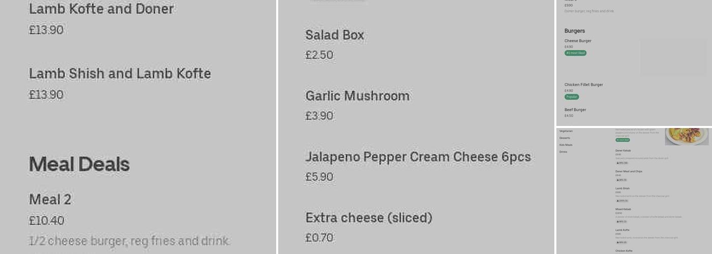 Hove Kebab House Menu