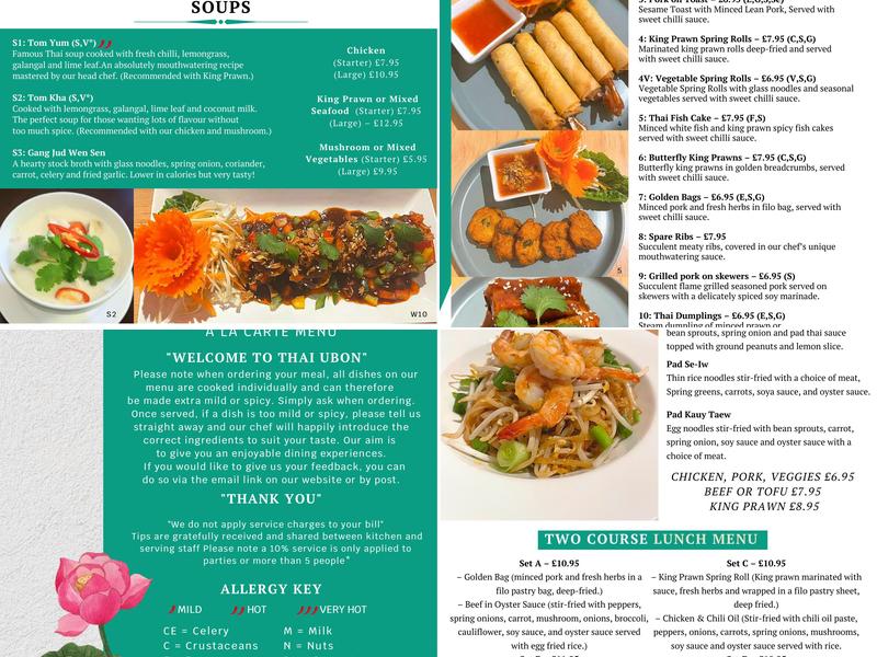 Thai Ubon Restaurant Menu