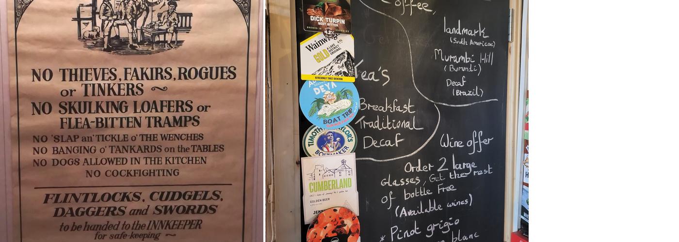 The Plasterers Arms Menu