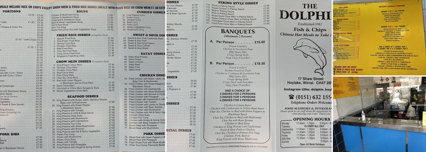 The Dolphin fish and chip shop Menu