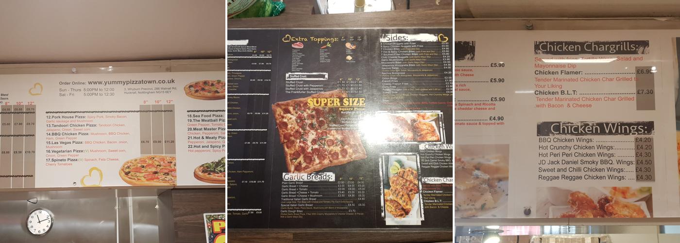 Pizza Town Menu