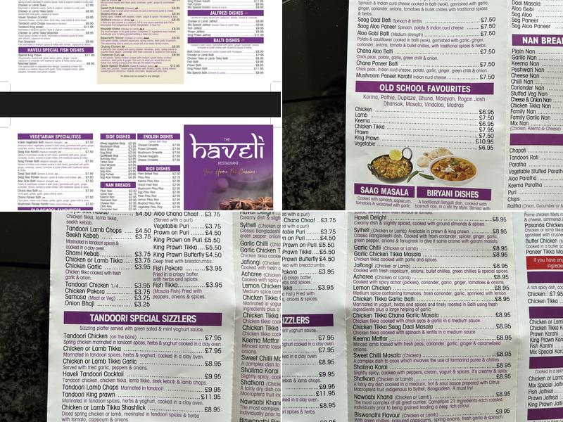 HAVELI Huddersfield Menu