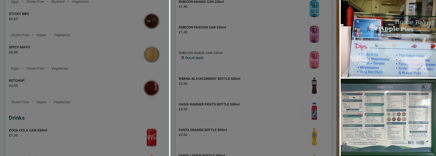 Marstons Chicken Shop Menu