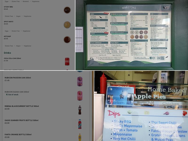 Marstons Chicken Shop Menu