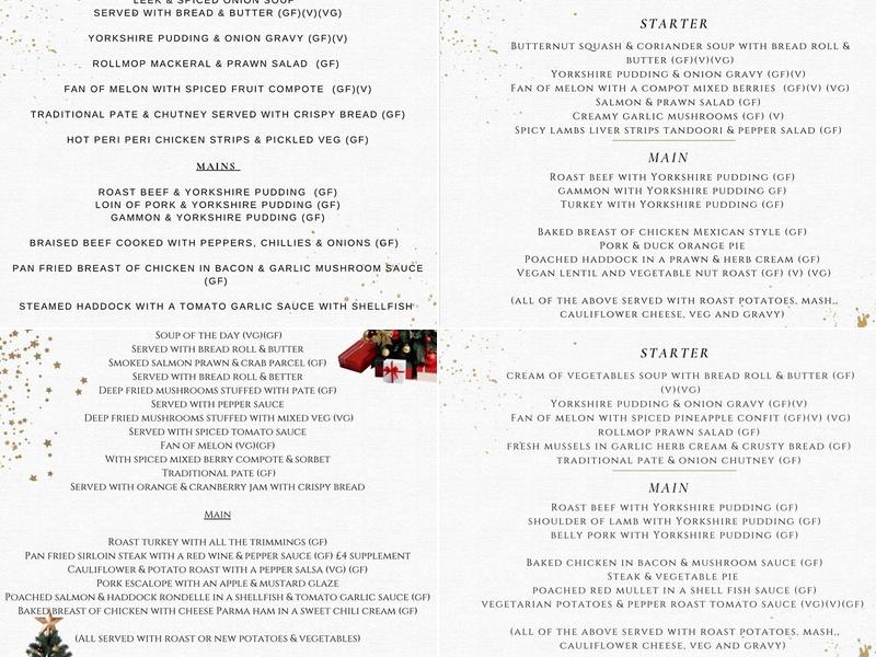 The Four Sons Inn Menu