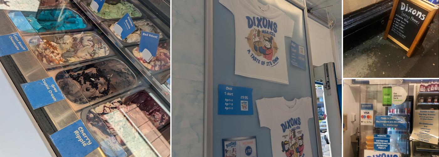 Dixons Milk Ices Menu