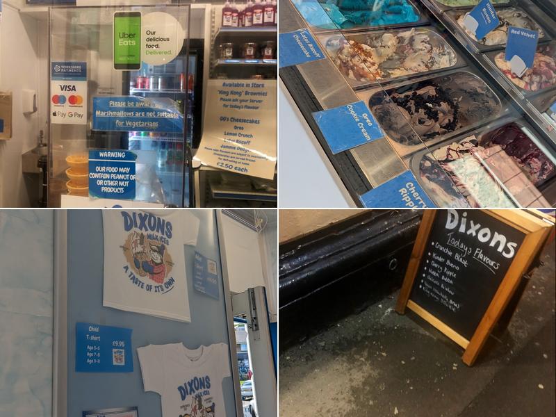 Dixons Milk Ices Menu
