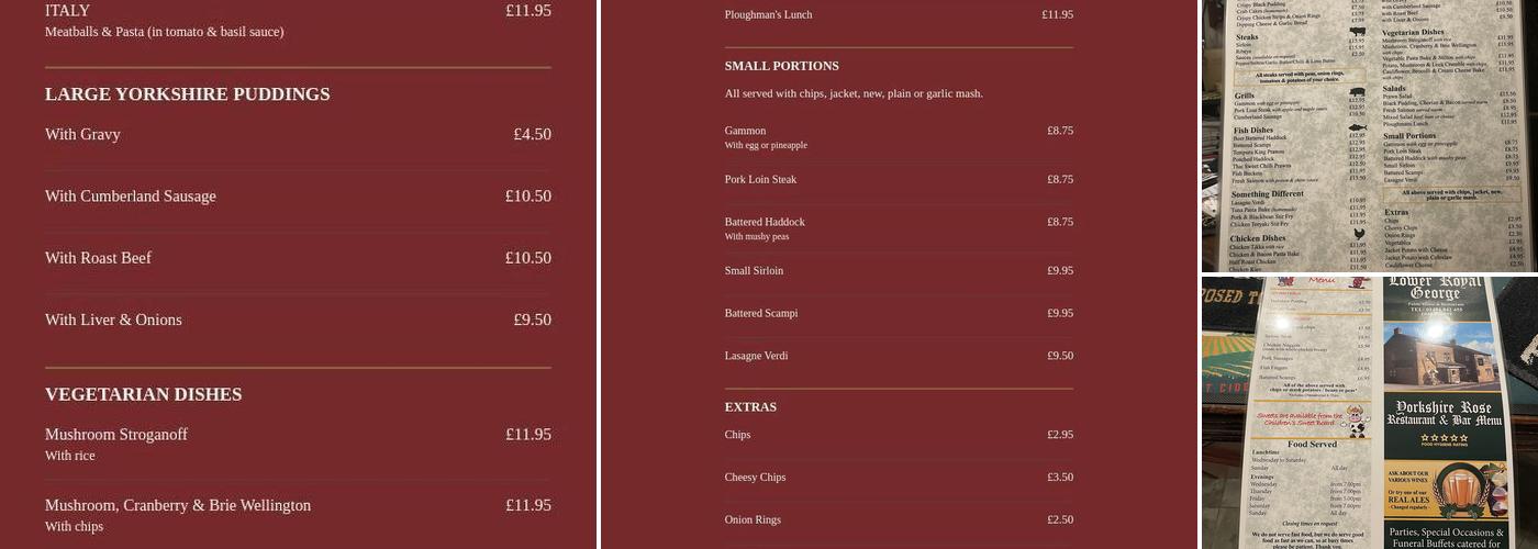 Lower Royal George Inn Menu