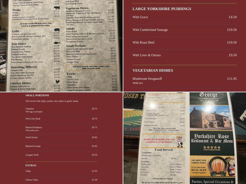 Lower Royal George Inn Menu