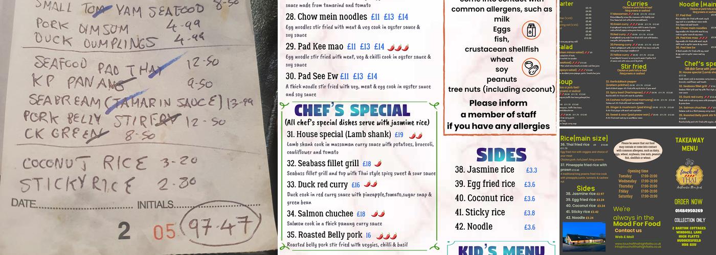 High Flatts Touch of Thai Menu