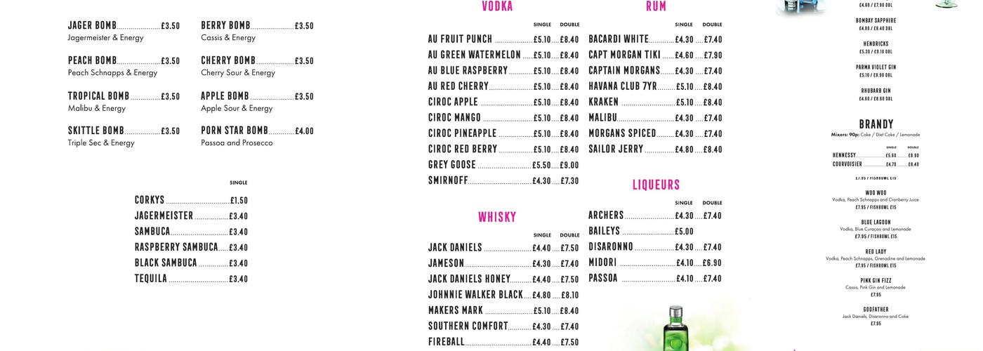 Maverick's 80s Lounge Menu