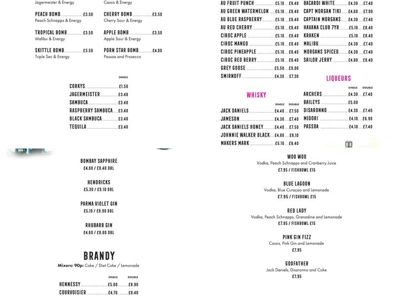 Maverick's 80s Lounge Menu