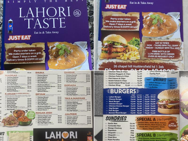 Lahori Taste Menu