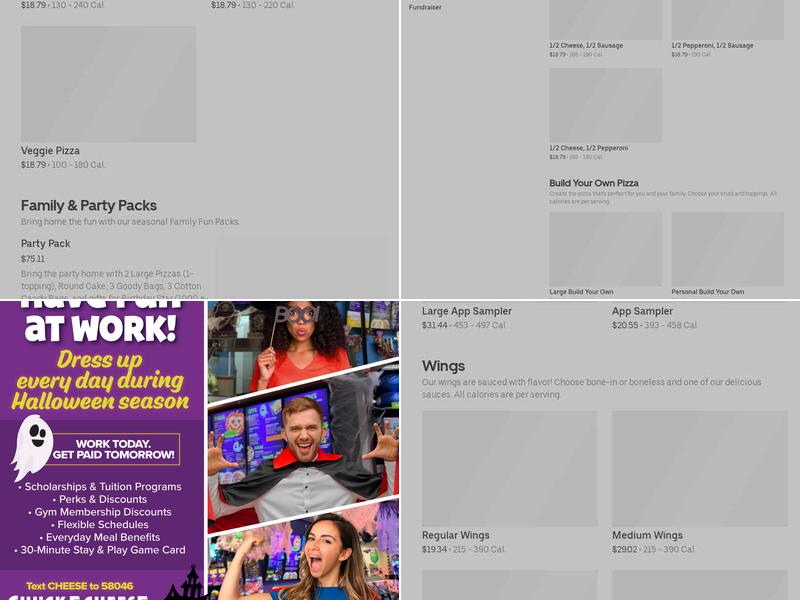 Chuck E. Cheese Menu