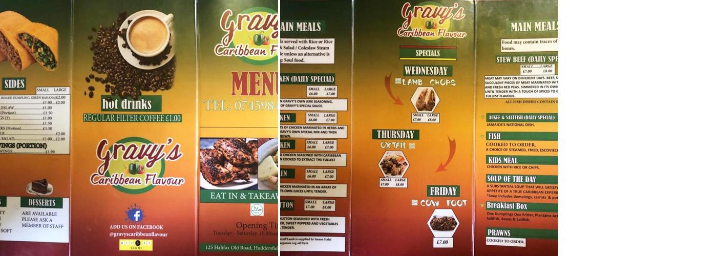 Gravy's Caribbean Flavour Menu