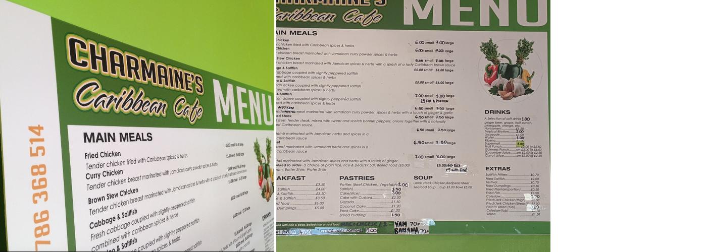 Charmaine's Caribbean Cafe Menu