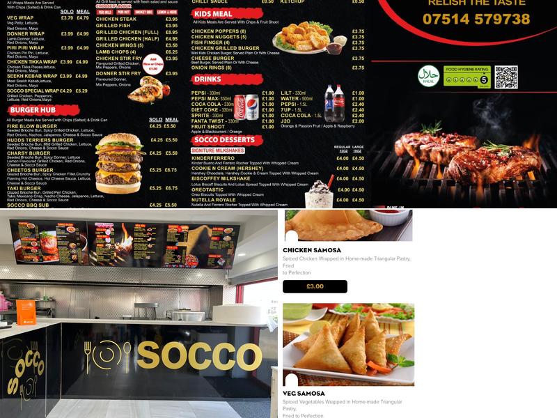 Socco Huddersfield Menu