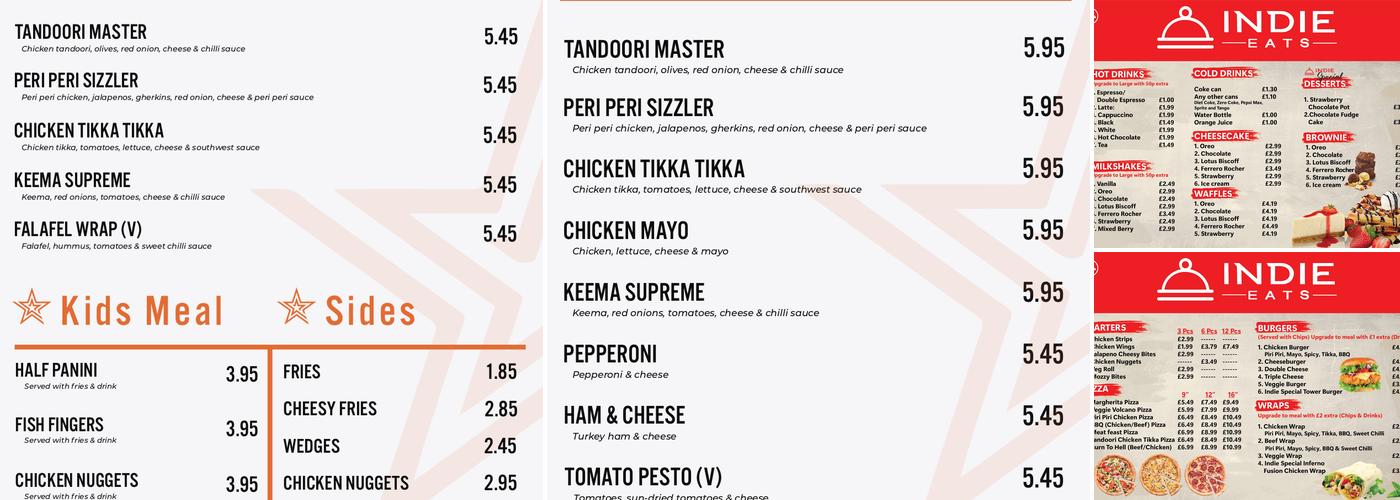 Indie Eats Menu