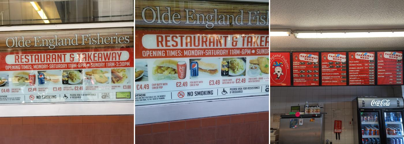 Olde England Fisheries Menu
