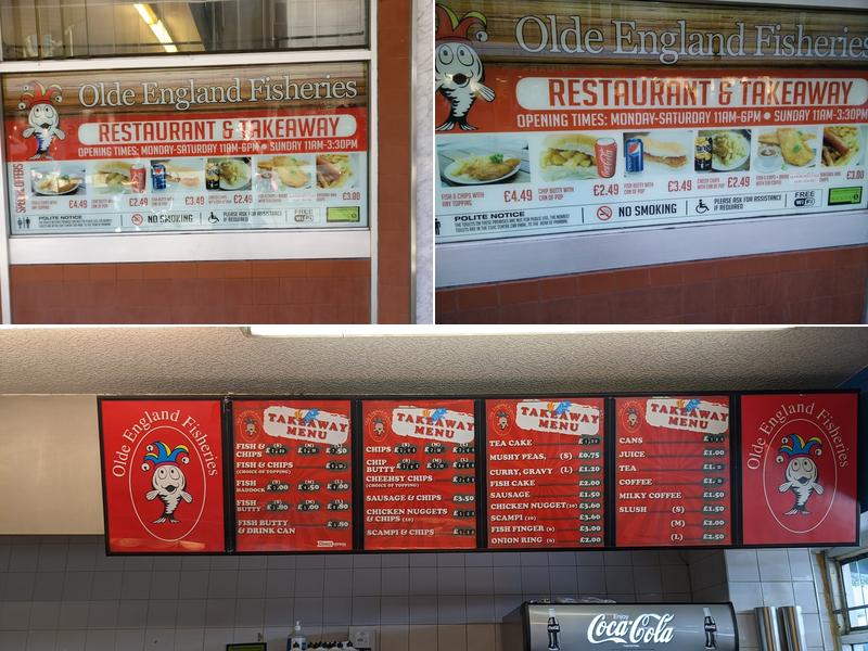 Olde England Fisheries Menu