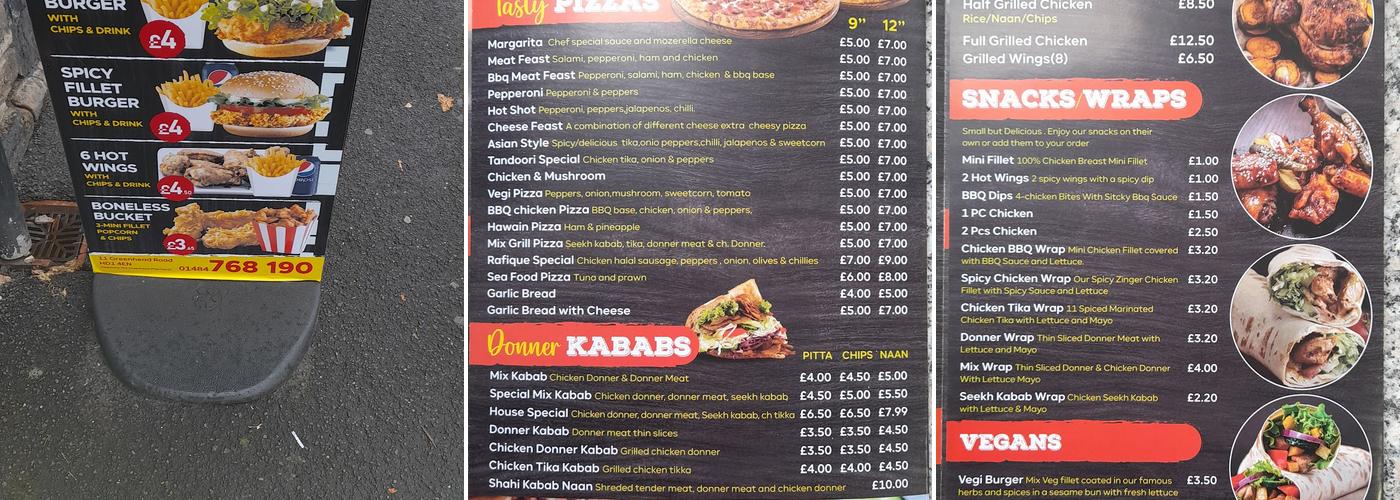 Huddersfield Takeaway Menu