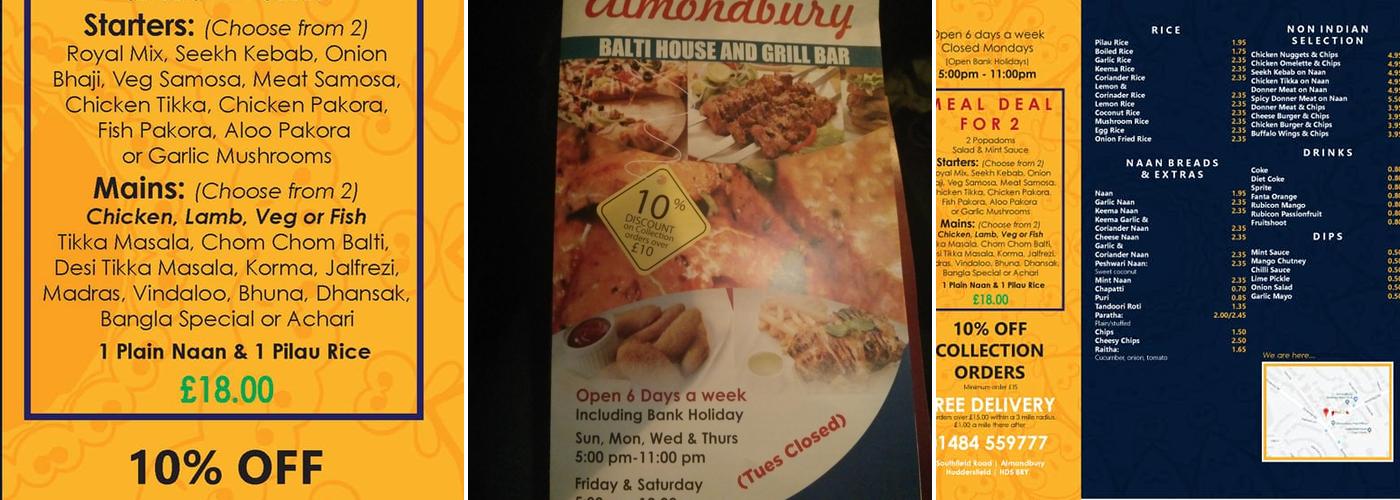 Red Chilli Almondbury Menu