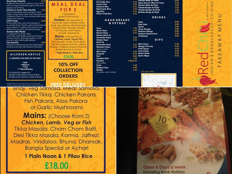 Red Chilli Almondbury Menu