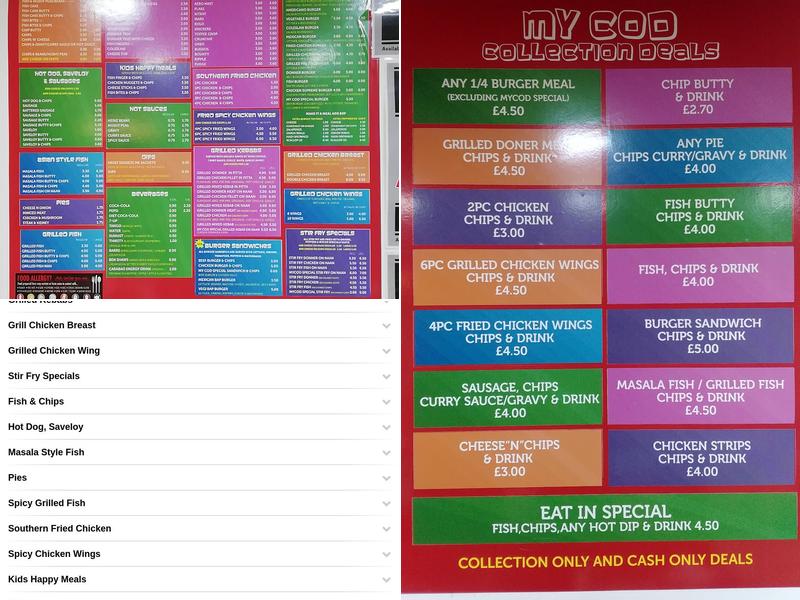 My Cod Fisheries & Grill Menu