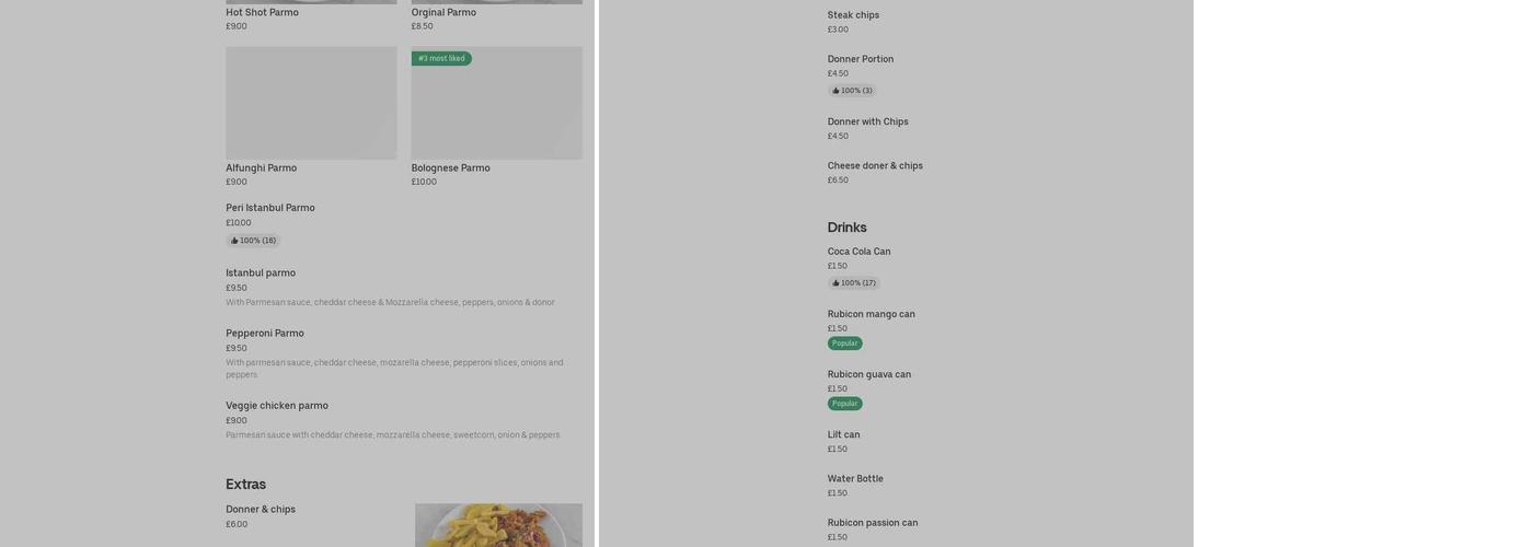 Ranchos Parmo House Menu