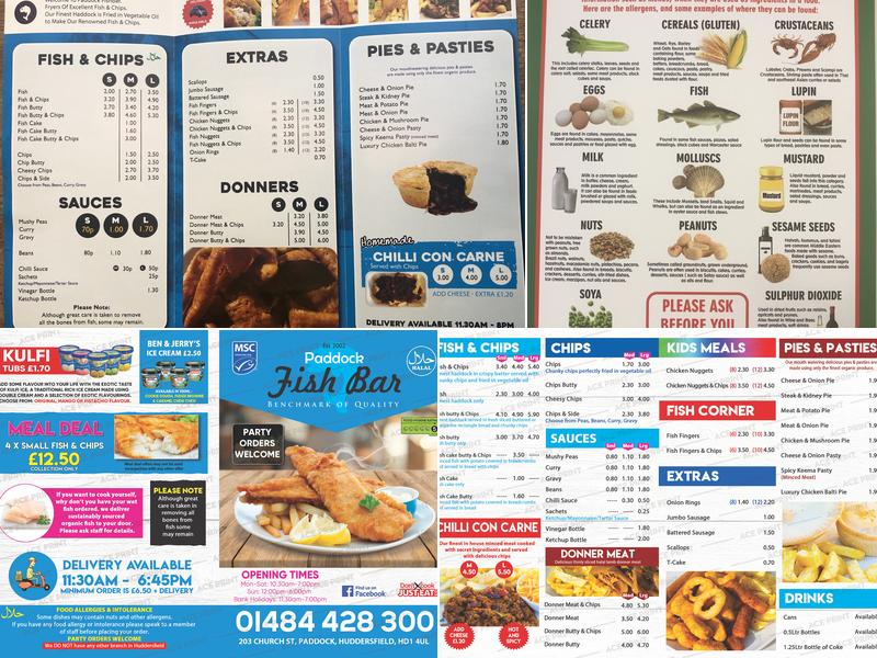 Paddock Fish Bar Menu