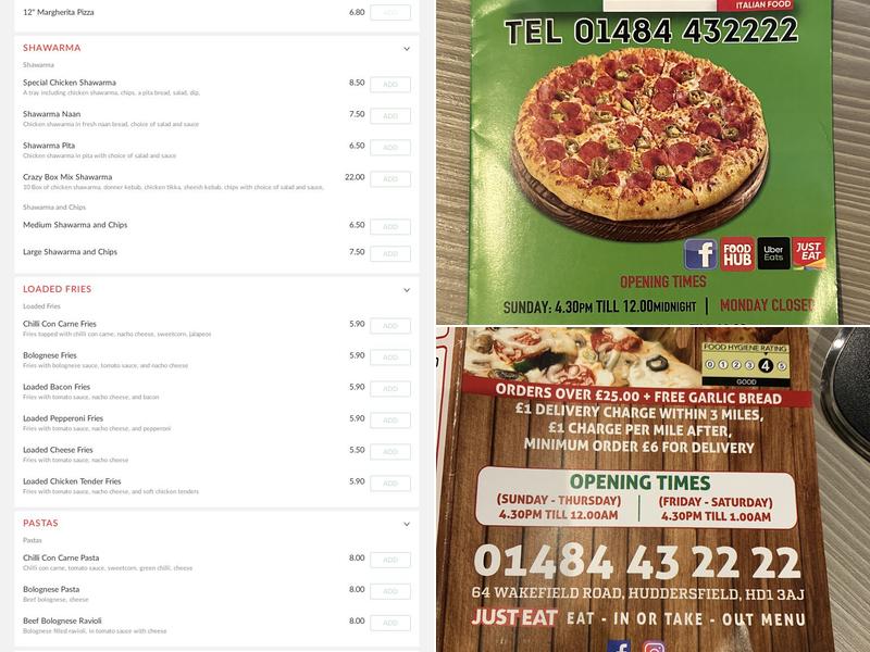 Crazy Pizza Menu