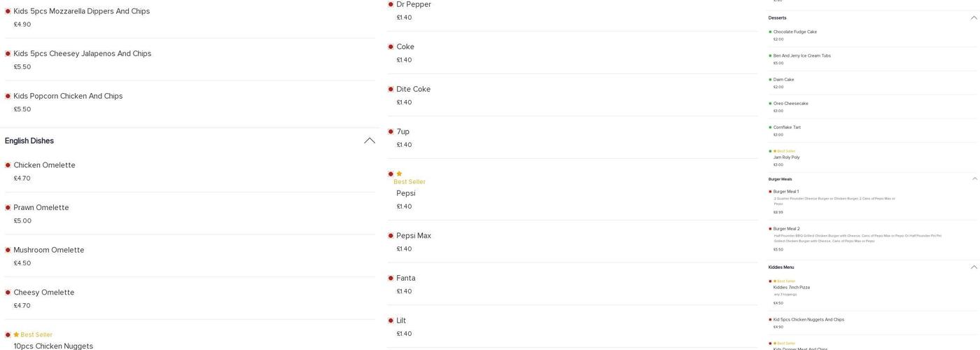 Flame pizzas & Balti Menu