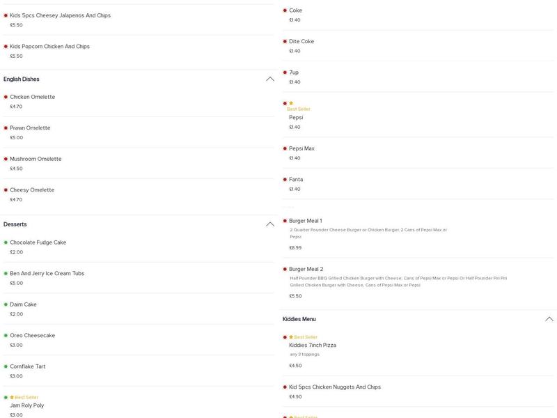 Flame pizzas & Balti Menu