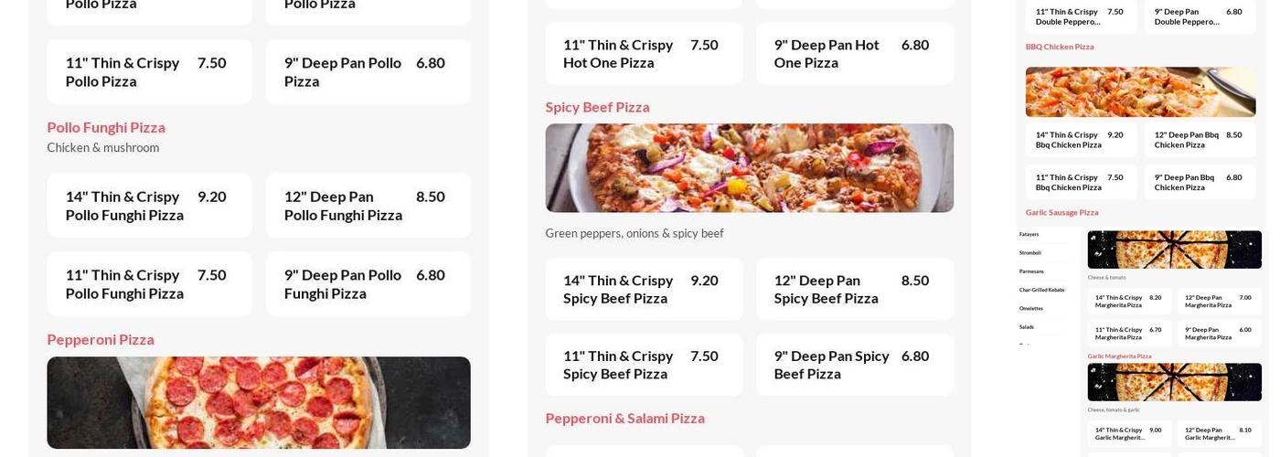 Pizza Place Menu