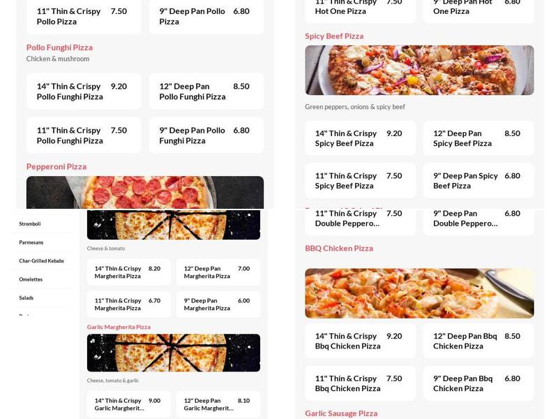 Pizza Place Menu