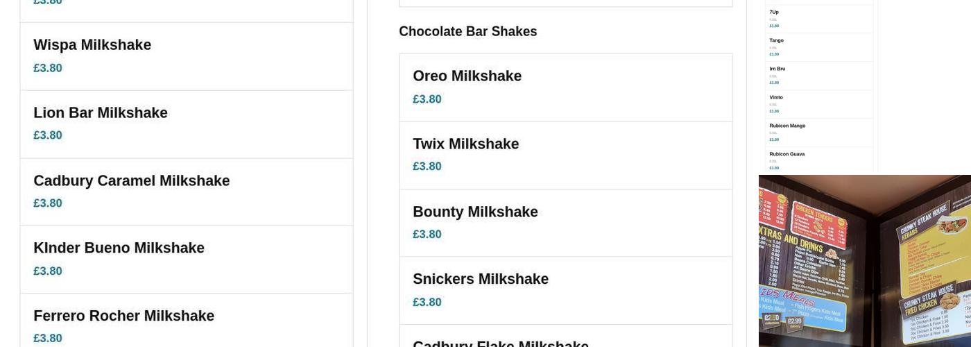 Chunky Steak House Menu