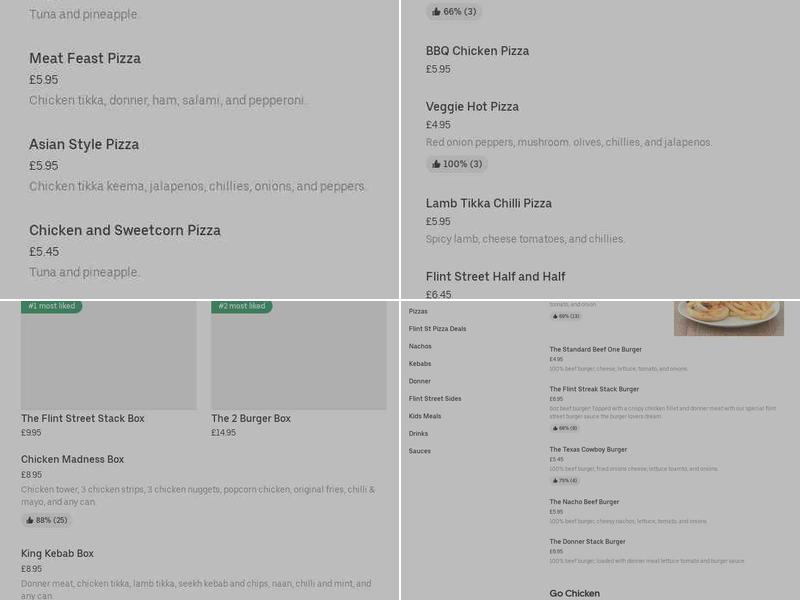 Flint St Burgers & Pizzas Menu