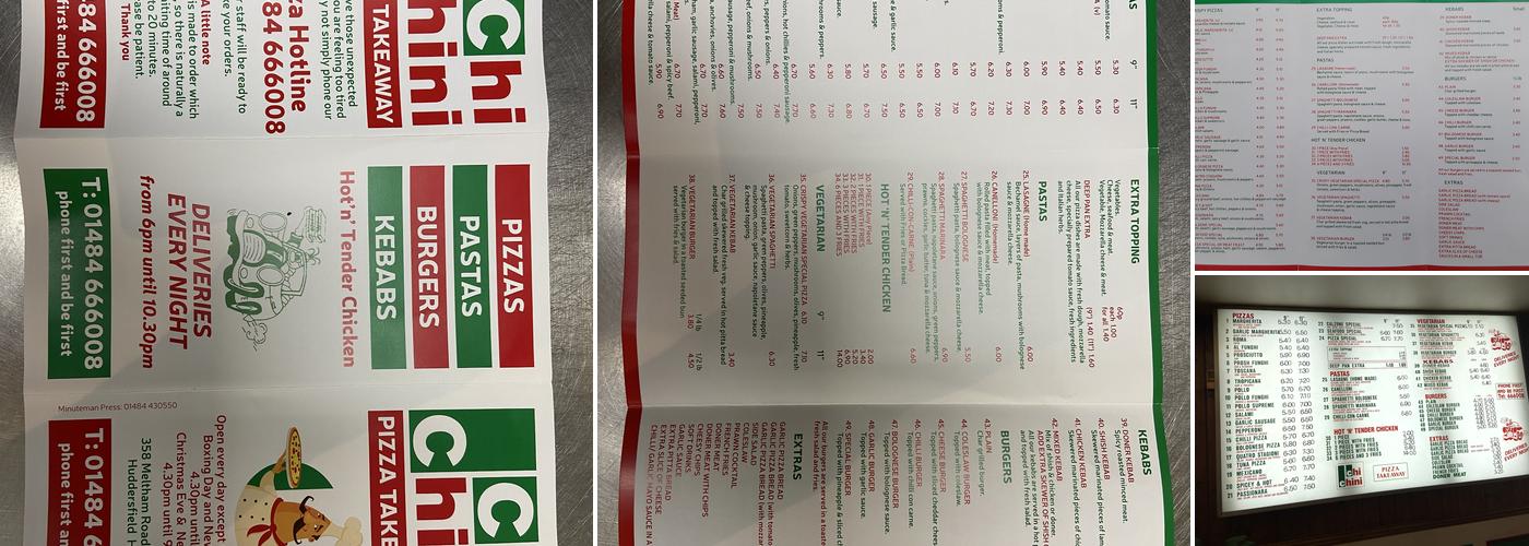 ChiChini pizza Netherton Menu